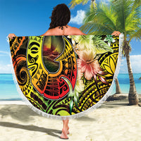 Hawaii Discoverers Day Beach Blanket Polynesian Fish Hook With Hibiscus Reggae