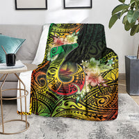 Hawaii Discoverers Day Blanket Polynesian Fish Hook With Hibiscus Reggae