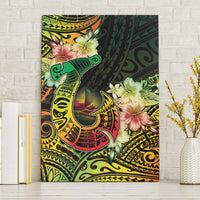 Hawaii Discoverers Day Canvas Wall Art Polynesian Fish Hook With Hibiscus Reggae