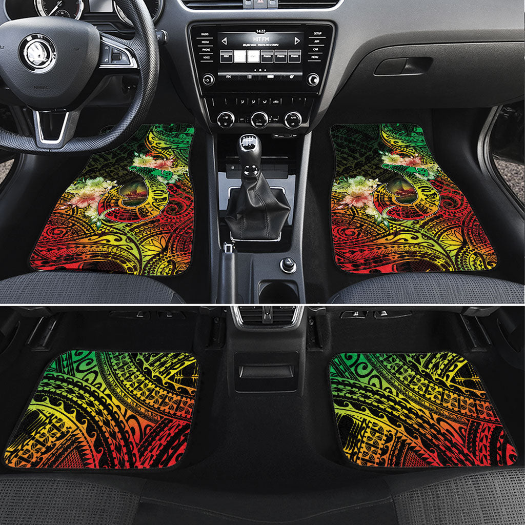 Hawaii Discoverers Day Car Mats Polynesian Fish Hook With Hibiscus Reggae LT05 Set 4pcs Reggae - Polynesian Pride
