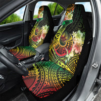 Hawaii Discoverers Day Car Seat Cover Polynesian Fish Hook With Hibiscus Reggae LT05 - Polynesian Pride