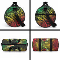 Hawaii Discoverers Day Duffle Bag Polynesian Fish Hook With Hibiscus Reggae