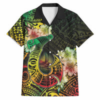 Hawaii Discoverers Day Hawaiian Shirt Polynesian Fish Hook With Hibiscus Reggae LT05 Reggae - Polynesian Pride