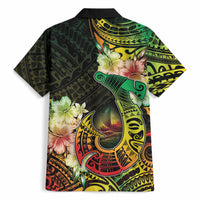 Hawaii Discoverers Day Hawaiian Shirt Polynesian Fish Hook With Hibiscus Reggae LT05 - Polynesian Pride