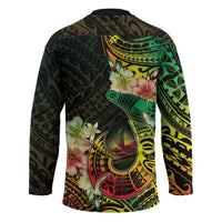 Hawaii Discoverers Day Hockey Jersey Polynesian Fish Hook With Hibiscus Reggae LT05 - Polynesian Pride