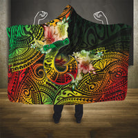 Hawaii Discoverers Day Hooded Blanket Polynesian Fish Hook With Hibiscus Reggae LT05 - Polynesian Pride
