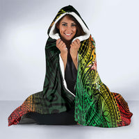 Hawaii Discoverers Day Hooded Blanket Polynesian Fish Hook With Hibiscus Reggae LT05 - Polynesian Pride