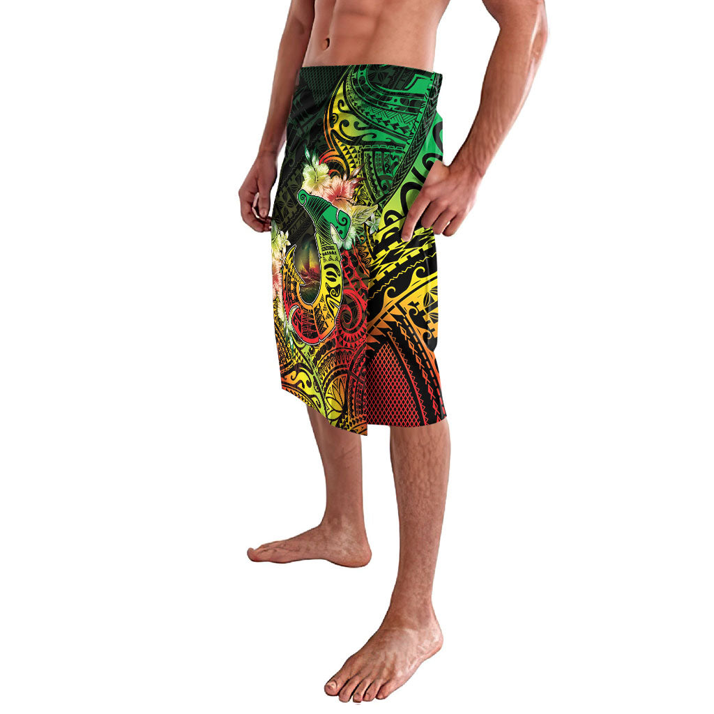 Hawaii Discoverers Day Lavalava Polynesian Fish Hook With Hibiscus Reggae