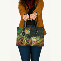 Hawaii Discoverers Day Leather Bag Polynesian Fish Hook With Hibiscus Reggae