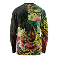 Hawaii Discoverers Day Long Sleeve Shirt Polynesian Fish Hook With Hibiscus Reggae