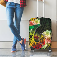 Hawaii Discoverers Day Luggage Cover Polynesian Fish Hook With Hibiscus Reggae LT05 - Polynesian Pride