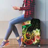 Hawaii Discoverers Day Luggage Cover Polynesian Fish Hook With Hibiscus Reggae LT05 - Polynesian Pride