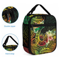 Hawaii Discoverers Day Lunch Bag Polynesian Fish Hook With Hibiscus Reggae