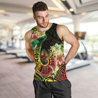 Hawaii Discoverers Day Men Tank Top Polynesian Fish Hook With Hibiscus Reggae LT05 Reggae - Polynesian Pride