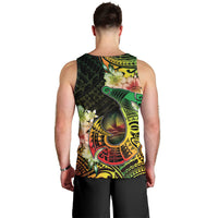 Hawaii Discoverers Day Men Tank Top Polynesian Fish Hook With Hibiscus Reggae LT05 - Polynesian Pride