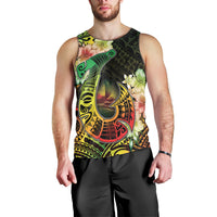 Hawaii Discoverers Day Men Tank Top Polynesian Fish Hook With Hibiscus Reggae LT05 - Polynesian Pride