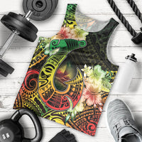 Hawaii Discoverers Day Men Tank Top Polynesian Fish Hook With Hibiscus Reggae LT05 - Polynesian Pride