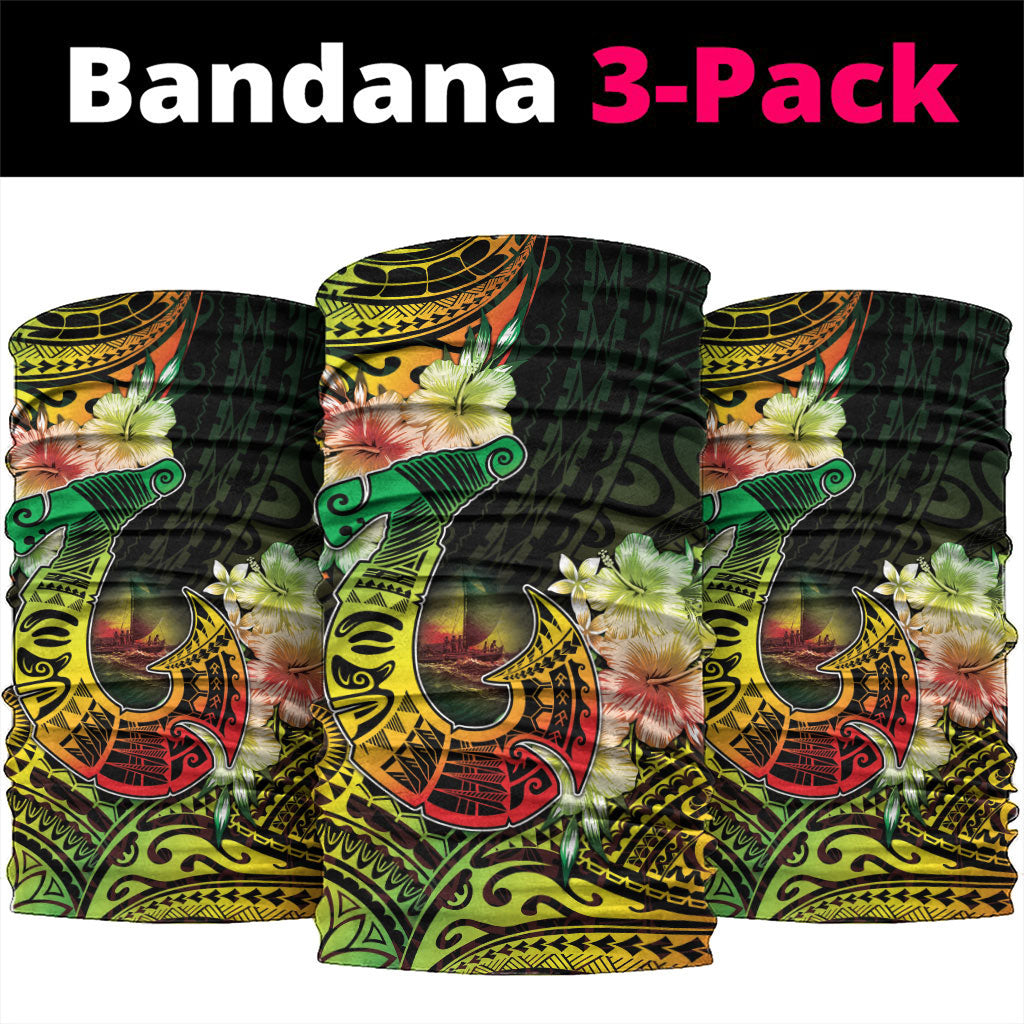 Hawaii Discoverers Day Neck Gaiter Polynesian Fish Hook With Hibiscus Reggae LT05 package One Size: 25*50cm Reggae - Polynesian Pride