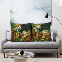 Hawaii Discoverers Day Pillow Cover Polynesian Fish Hook With Hibiscus Reggae LT05 - Polynesian Pride