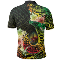 Hawaii Discoverers Day Polo Shirt Polynesian Fish Hook With Hibiscus Reggae LT05 - Polynesian Pride