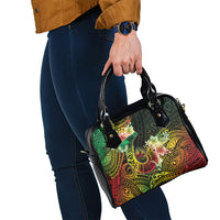 Hawaii Discoverers Day Shoulder Handbag Polynesian Fish Hook With Hibiscus Reggae