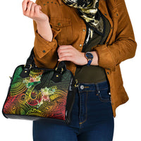 Hawaii Discoverers Day Shoulder Handbag Polynesian Fish Hook With Hibiscus Reggae