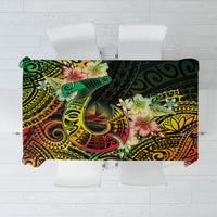 Hawaii Discoverers Day Tablecloth Polynesian Fish Hook With Hibiscus Reggae