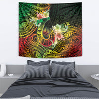 Hawaii Discoverers Day Tapestry Polynesian Fish Hook With Hibiscus Reggae