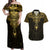 Personalized Polynesia Couples Matching Off Shoulder Maxi Dress and Hawaiian Shirt With Christian Cross LT05 Gold - Polynesian Pride