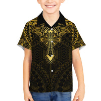 Personalized Polynesia Family Matching Short Sleeve Bodycon Dress and Hawaiian Shirt With Christian Cross LT05 Son's Shirt Gold - Polynesian Pride
