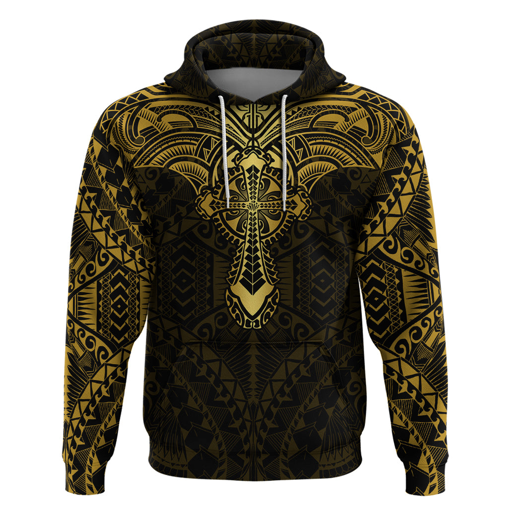 Personalized Polynesia Hoodie With Christian Cross LT05 Gold - Polynesian Pride