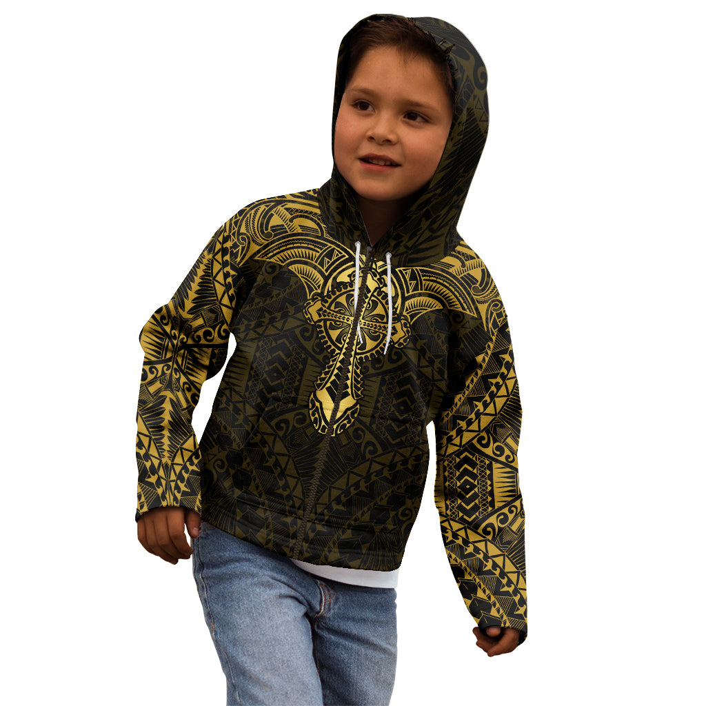 Personalized Polynesia Kid Hoodie With Christian Cross LT05 - Polynesian Pride