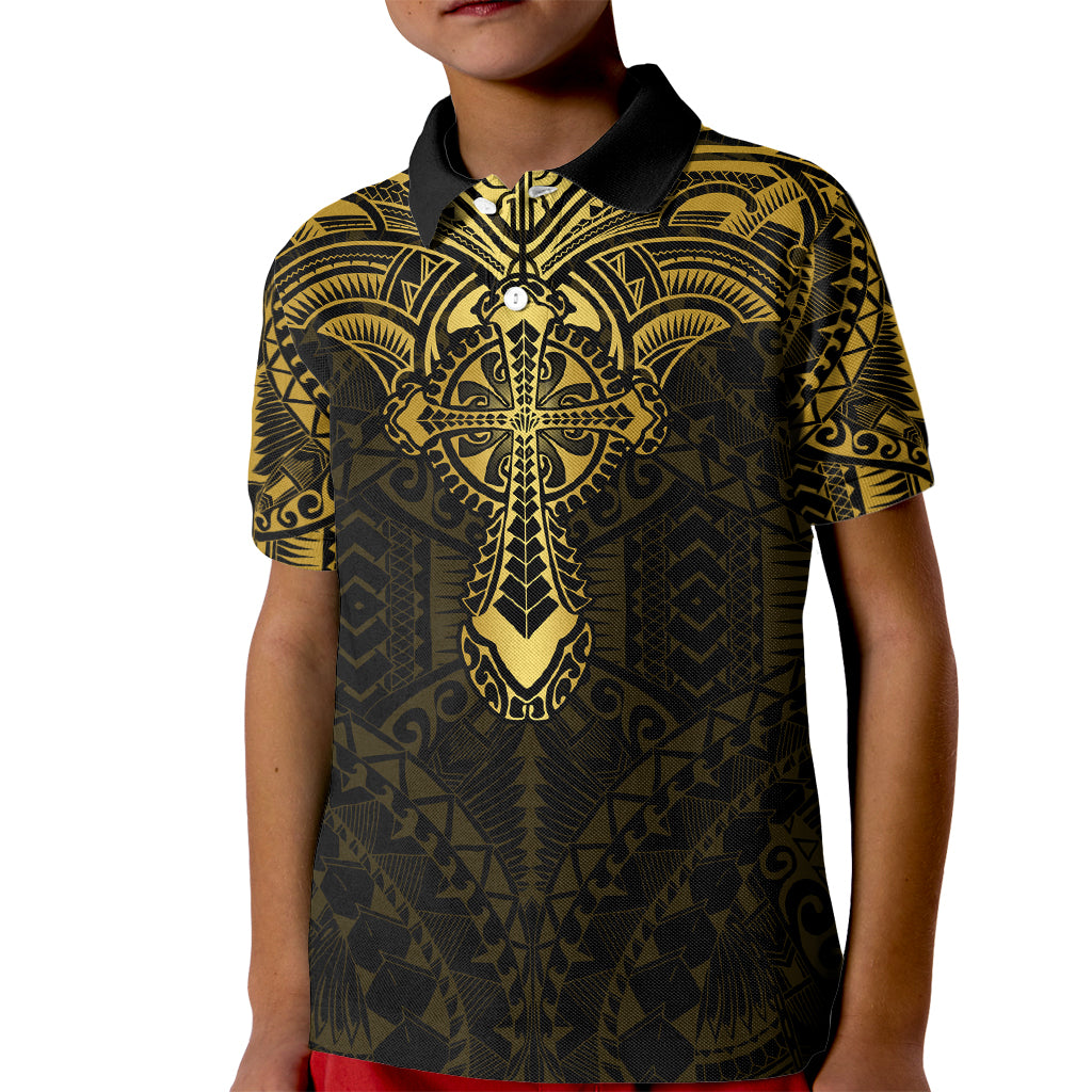 Personalized Polynesia Kid Polo Shirt With Christian Cross LT05 Kid Gold - Polynesian Pride