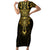 Personalized Polynesia Short Sleeve Bodycon Dress With Christian Cross LT05 Long Dress Gold - Polynesian Pride