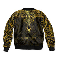 Personalized Polynesia Sleeve Zip Bomber Jacket With Christian Cross LT05 - Polynesian Pride