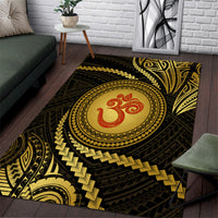 Polynesia Area Rug With Hindu Om Symbol LT05 Gold - Polynesian Pride