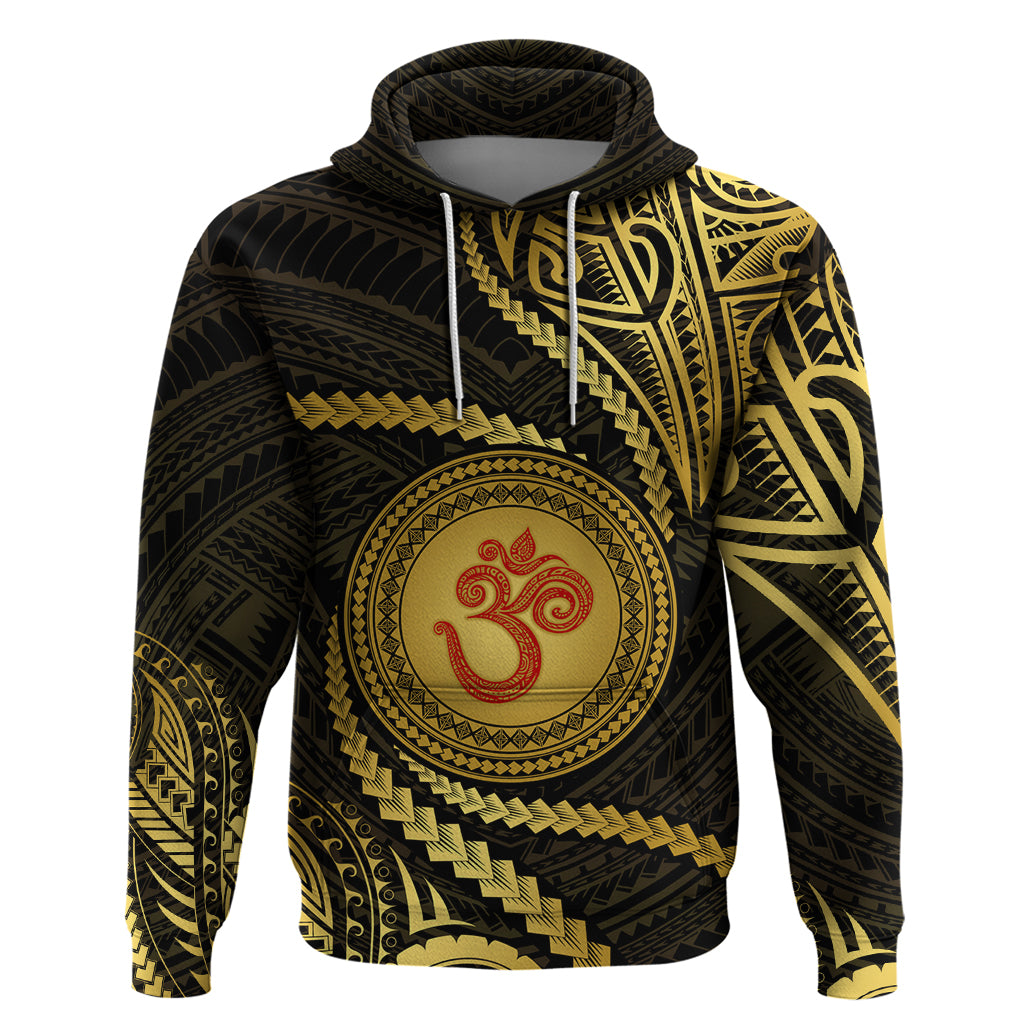 Polynesia Hoodie With Hindu Om Symbol LT05 Gold - Polynesian Pride