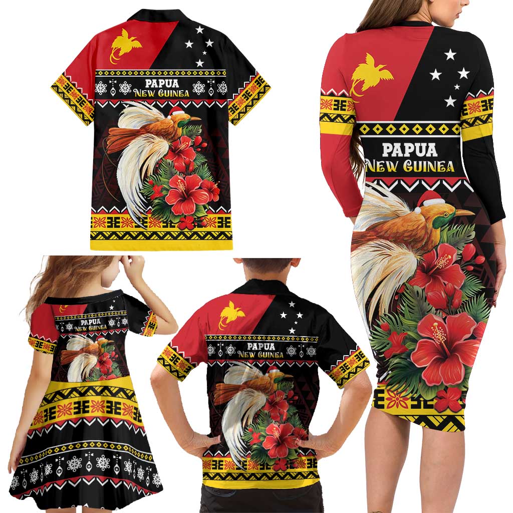 Papua New Guinea Christmas Family Matching Long Sleeve Bodycon Dress and Hawaiian Shirt Bird Of Paradise Hamamas Krismas LT05 - Polynesian Pride