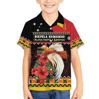Papua New Guinea Christmas Family Matching Long Sleeve Bodycon Dress and Hawaiian Shirt Bird Of Paradise Hamamas Krismas LT05 Son's Shirt Black - Polynesian Pride