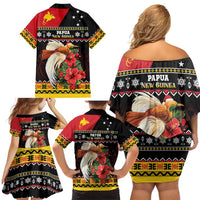 Papua New Guinea Christmas Family Matching Off Shoulder Short Dress and Hawaiian Shirt Bird Of Paradise Hamamas Krismas