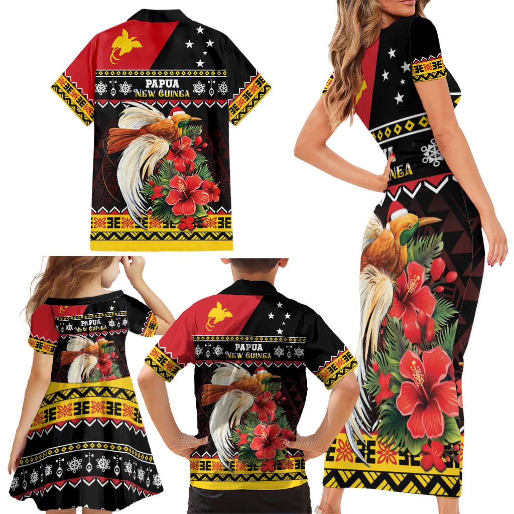Papua New Guinea Christmas Family Matching Short Sleeve Bodycon Dress and Hawaiian Shirt Bird Of Paradise Hamamas Krismas LT05 - Polynesian Pride