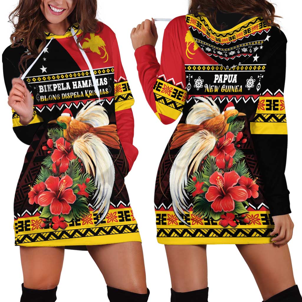 Papua New Guinea Christmas Hoodie Dress Bird Of Paradise Hamamas Krismas