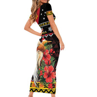 Papua New Guinea Christmas Short Sleeve Bodycon Dress Bird Of Paradise Hamamas Krismas