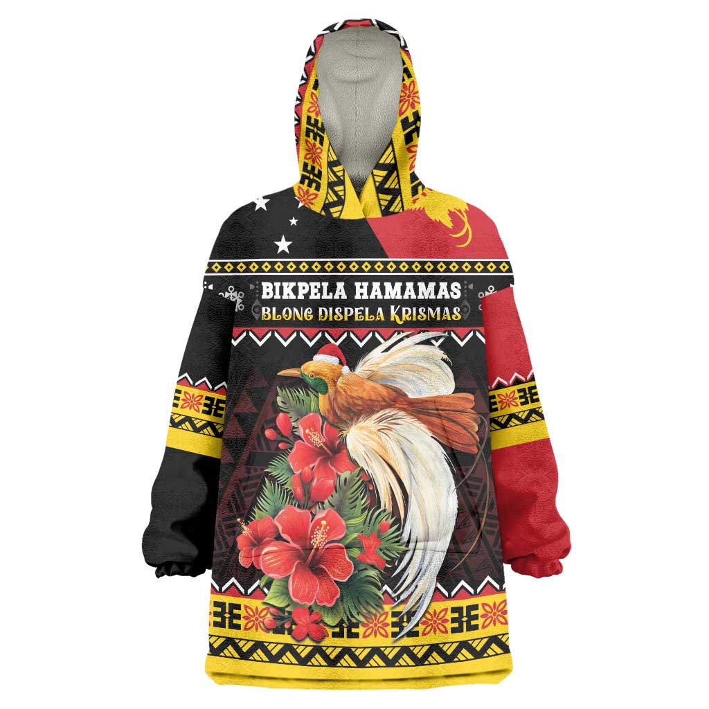 Papua New Guinea Christmas Wearable Blanket Hoodie Bird Of Paradise Hamamas Krismas