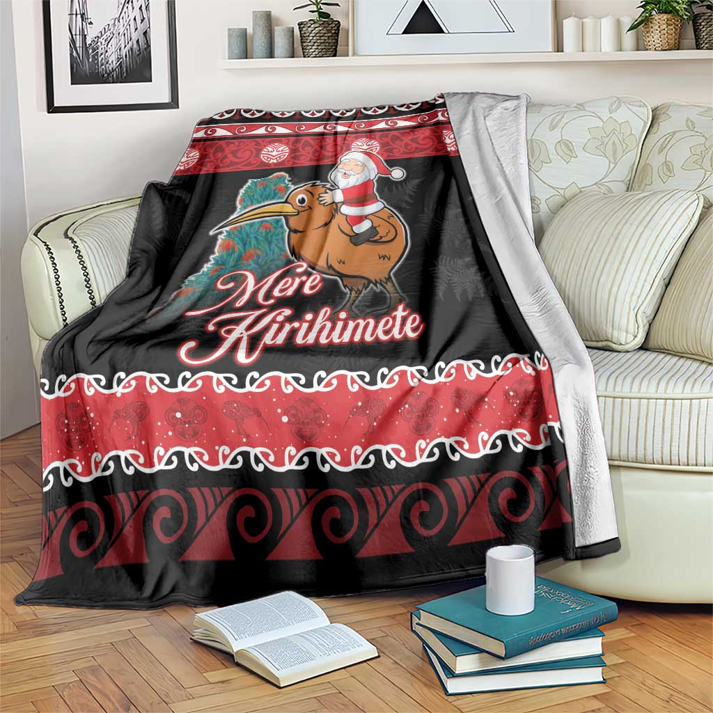 New Zealand Christmas Blanket Funny Santa Riding Kiwi Meri Kirihimete