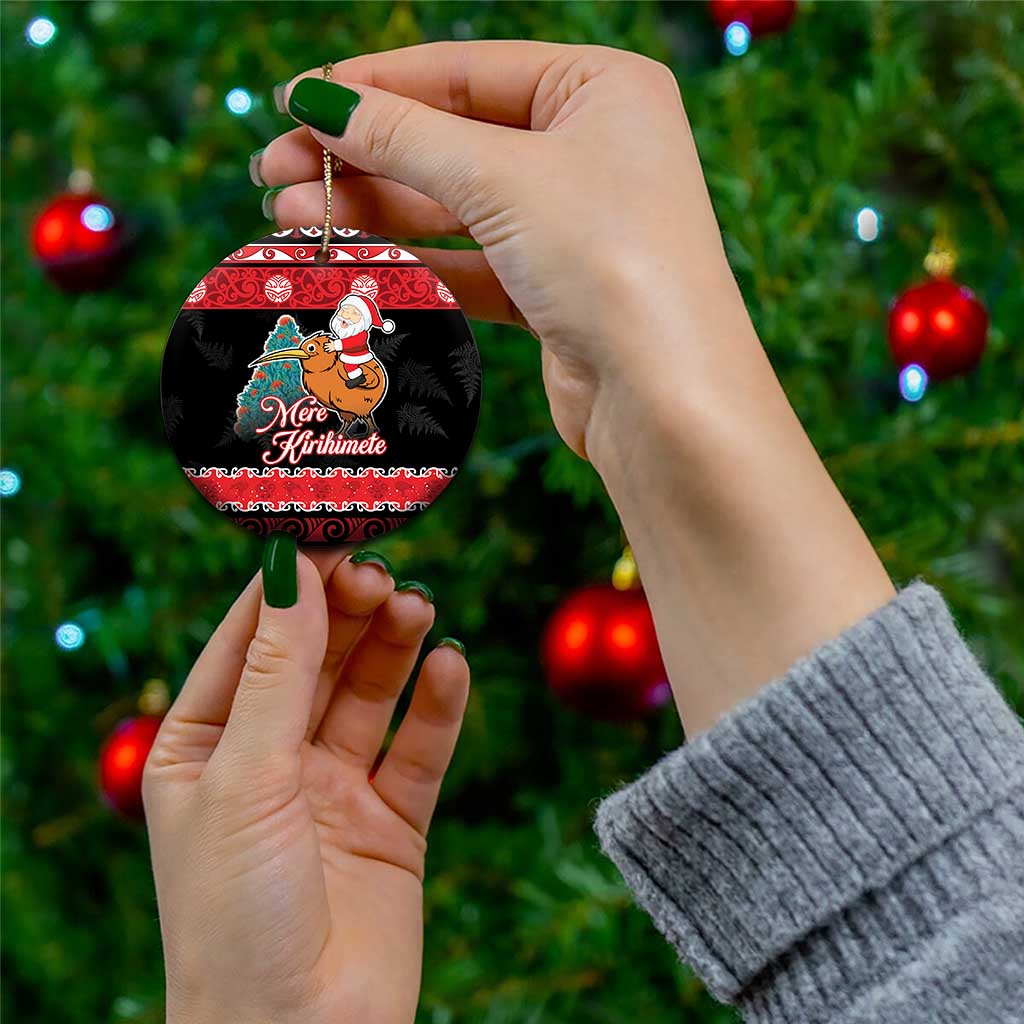 New Zealand Christmas Ceramic Ornament Funny Santa Riding Kiwi Meri Kirihimete