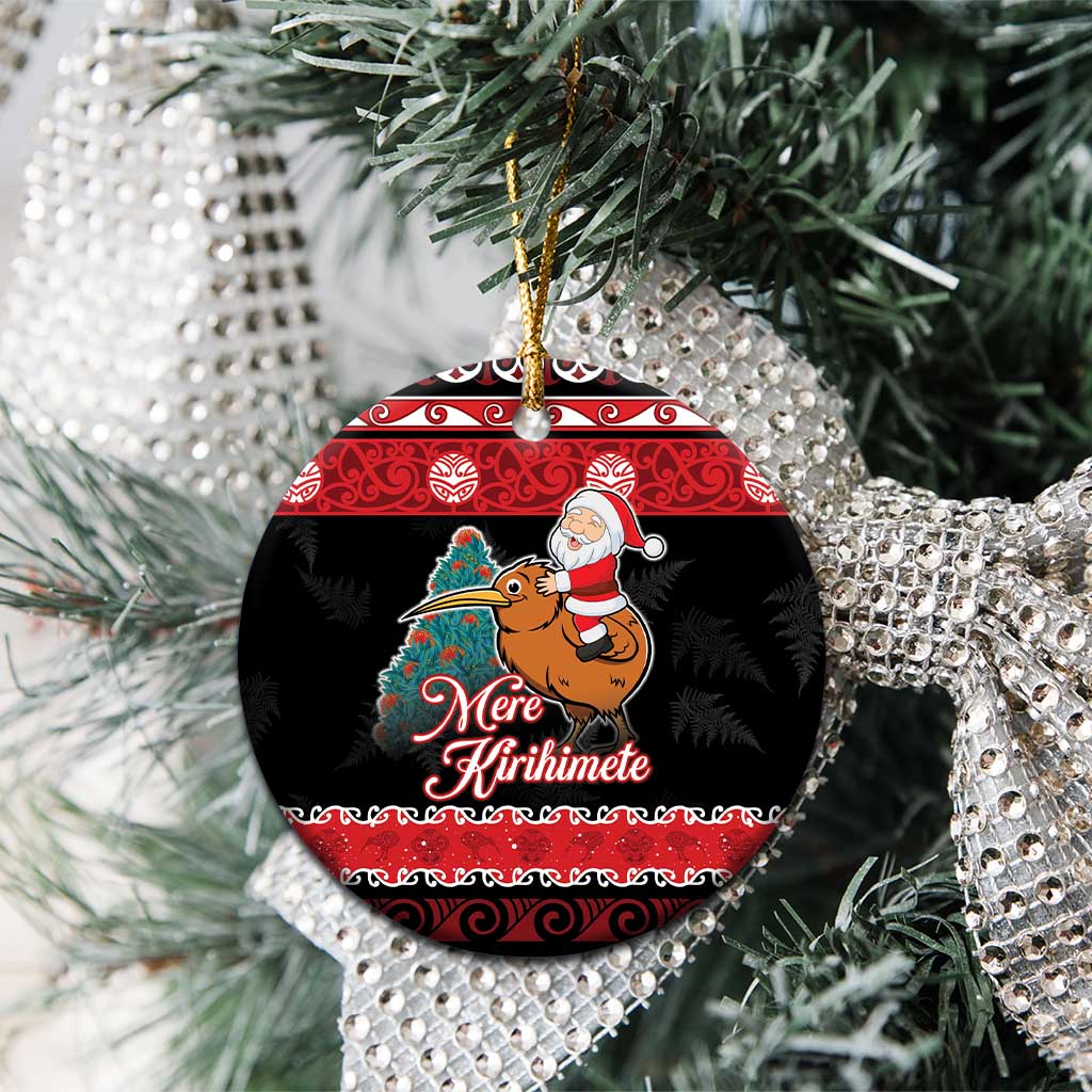 New Zealand Christmas Ceramic Ornament Funny Santa Riding Kiwi Meri Kirihimete