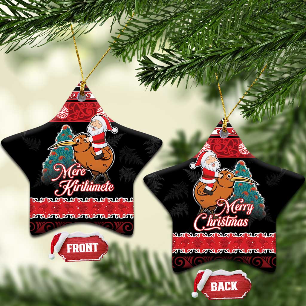 New Zealand Christmas Ceramic Ornament Funny Santa Riding Kiwi Meri Kirihimete