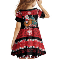 New Zealand Christmas Family Matching Off The Shoulder Long Sleeve Dress and Hawaiian Shirt Funny Santa Riding Kiwi Meri Kirihimete LT05 - Polynesian Pride