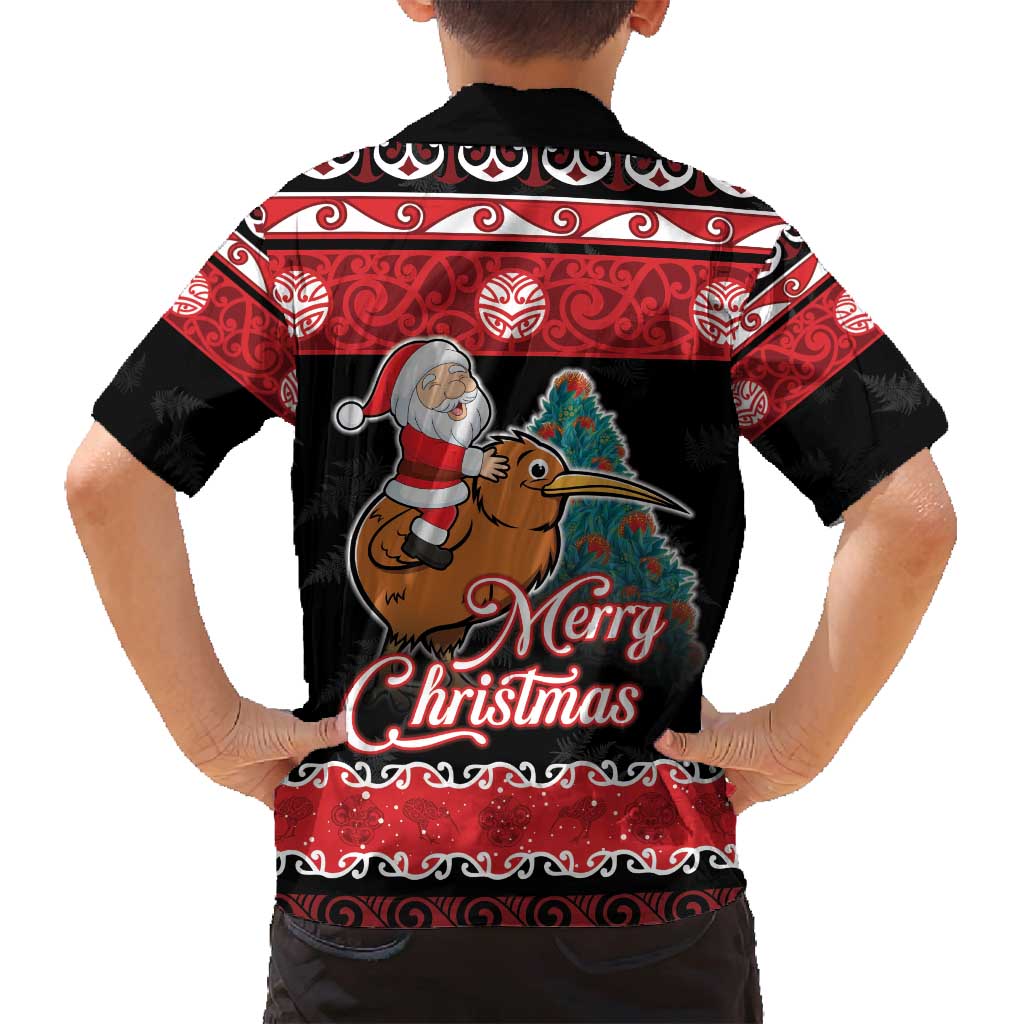New Zealand Christmas Family Matching Puletasi and Hawaiian Shirt Funny Santa Riding Kiwi Meri Kirihimete LT05 - Polynesian Pride